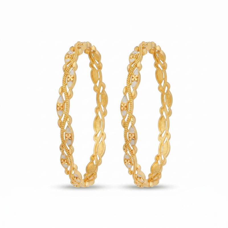 Traditional Micro Gold Plated Textured Designer Bangles | Ethnic Bangles - 5774-76