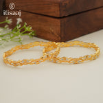 Traditional Micro Gold Plated Textured Designer Bangles | Ethnic Bangles - 5774-76