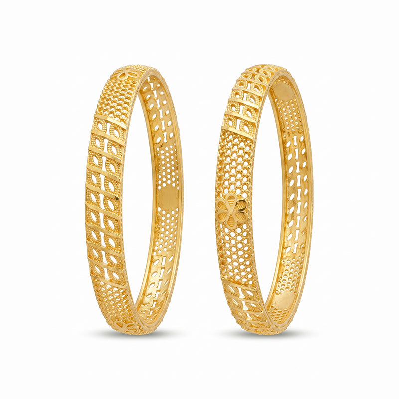 Traditional Micro Gold Plated Textured Designer Bangles | Ethnic Bangles - 5777-79