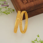 Traditional Micro Gold Plated Textured Designer Bangles | Ethnic Bangles - 5777-79
