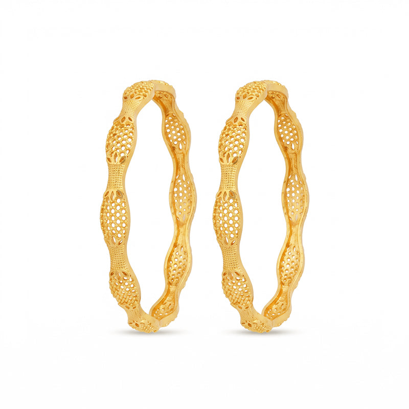 Traditional Micro Gold Plated Textured Designer Bangles | Ethnic Bangles - 5780-82