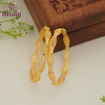 Traditional Micro Gold Plated Textured Designer Bangles | Ethnic Bangles - 5780-82