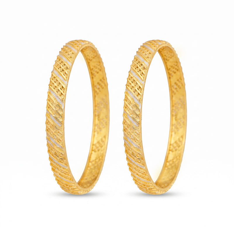 Traditional Micro Gold Plated Textured Designer Bangles | Ethnic Bangles - 5783-85