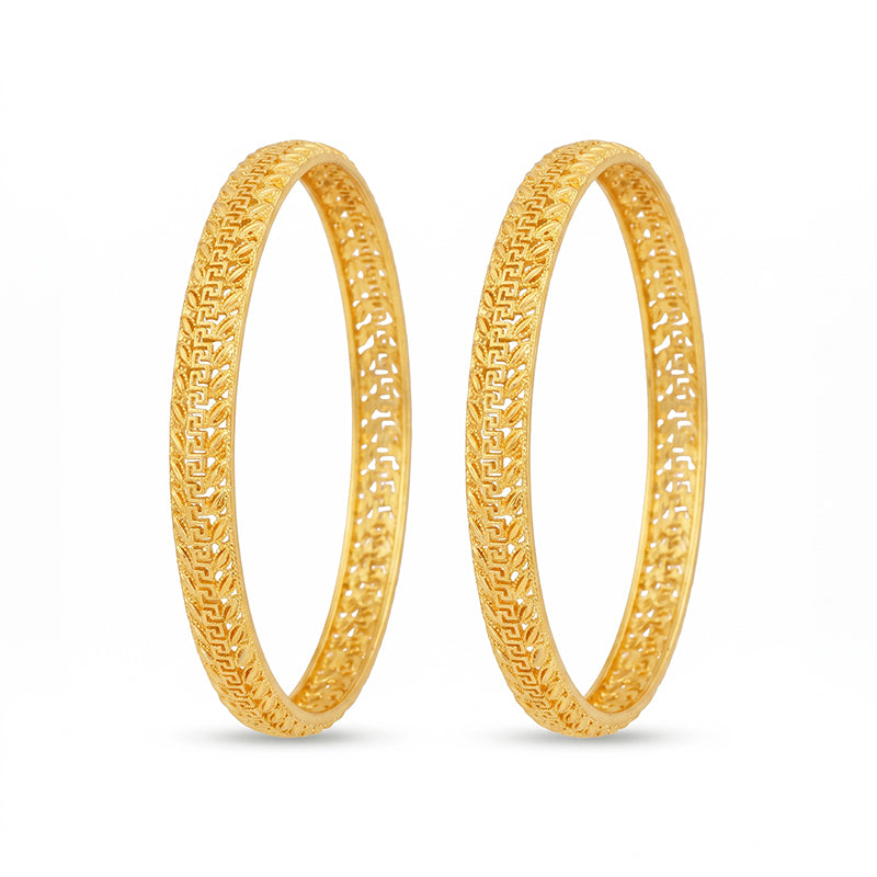 Traditional Micro Gold Plated Textured Designer Bangles | Ethnic Bangles - 5786-88
