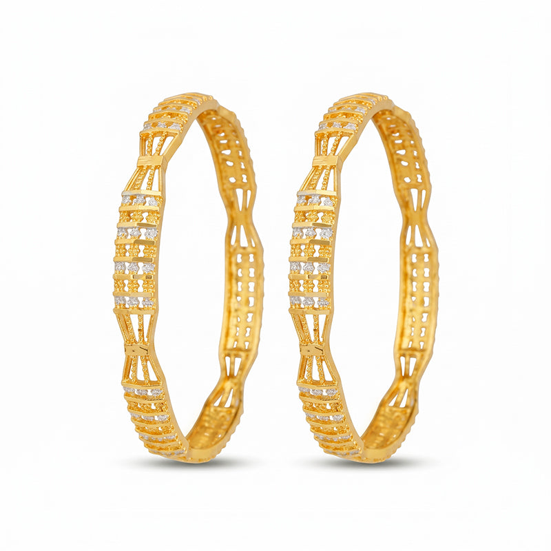 Traditional Micro Gold Plated Textured Designer Bangles | Ethnic Bangles - 5789-91