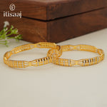 Traditional Micro Gold Plated Textured Designer Bangles | Ethnic Bangles - 5789-91