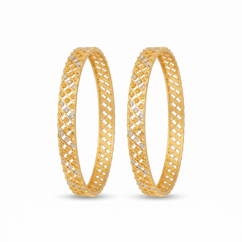 Traditional Micro Gold Plated Textured Designer Bangles | Ethnic Bangles - 5792-94