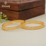 Traditional Micro Gold Plated Textured Designer Bangles | Ethnic Bangles - 5792-94