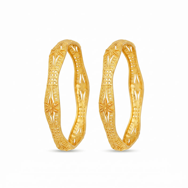 Traditional Micro Gold Plated Textured Designer Bangles | Ethnic Bangles - 5795-97