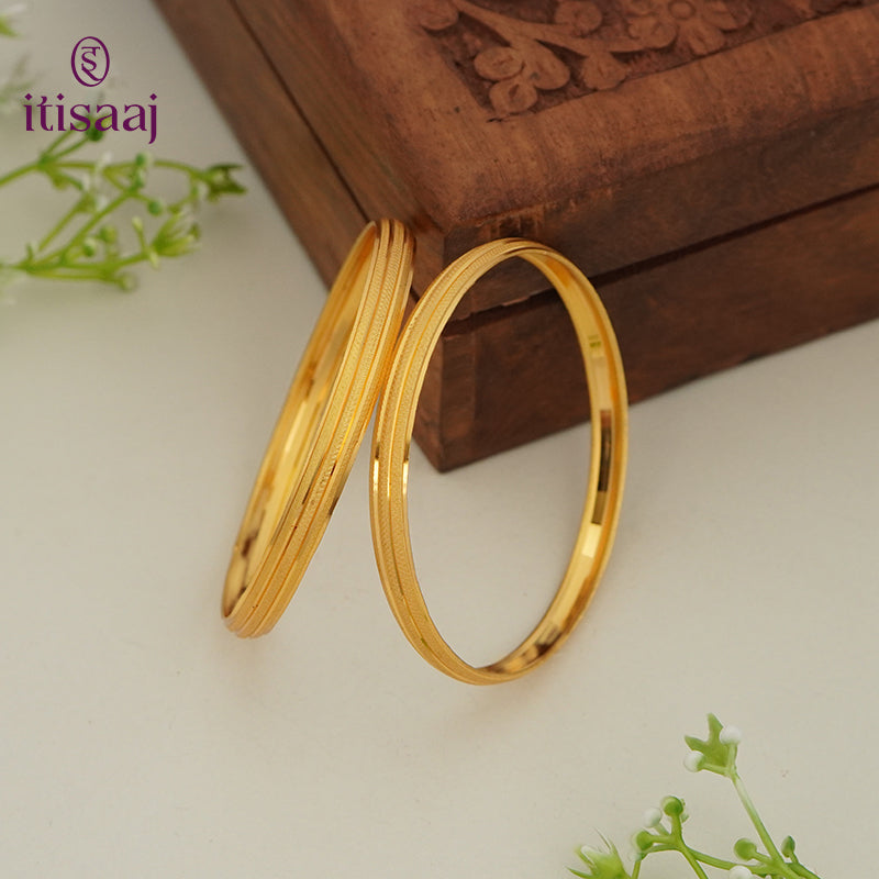 Traditional Micro Gold Plated Textured Designer Bangles | Ethnic Bangles - 5839-41