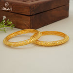 Traditional Micro Gold Plated Textured Designer Bangles | Ethnic Bangles - 5842-44