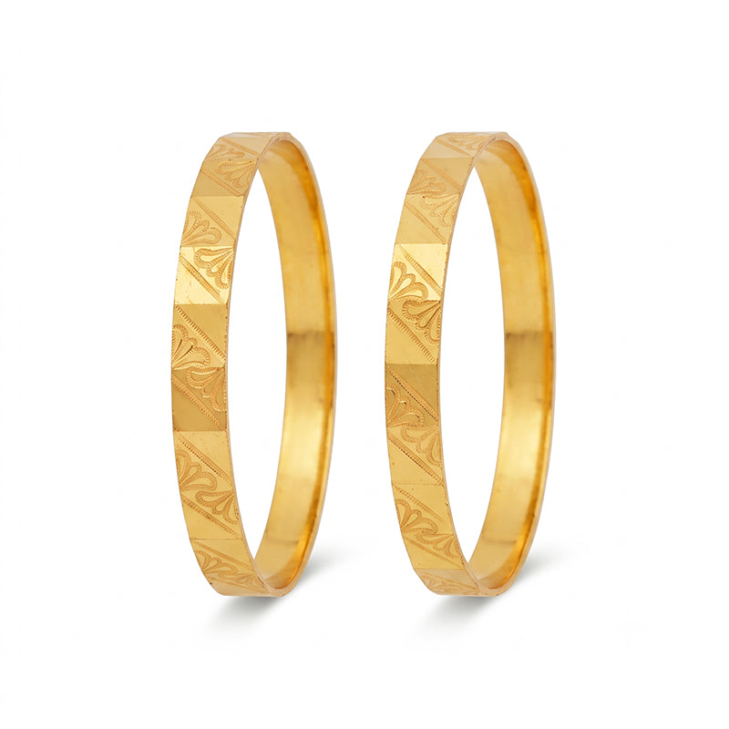Traditional Micro Gold Plated Textured Designer Bangles | Ethnic Bangles - 5851-53