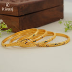 Traditional Micro Gold Plated Textured Designer Bangles | Ethnic Bangles (Set of 2 pair - 4 Pc) - 5802-04