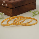 Traditional Micro Gold Plated Textured Designer Bangles | Ethnic Bangles (Set of 2 pair - 4 Pc) - 5808-10