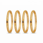 Traditional Micro Gold Plated Textured Designer Bangles | Ethnic Bangles (Set of 2 pair - 4 Pc) - 5814-16