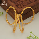 Traditional Micro Gold Plated Textured Designer Bangles | Ethnic Bangles (Set of 2 pair - 4 Pc) - 5814-16