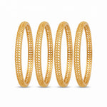 Traditional Micro Gold Plated Textured Designer Bangles | Ethnic Bangles (Set of 2 pair - 4 Pc) - 5817-19