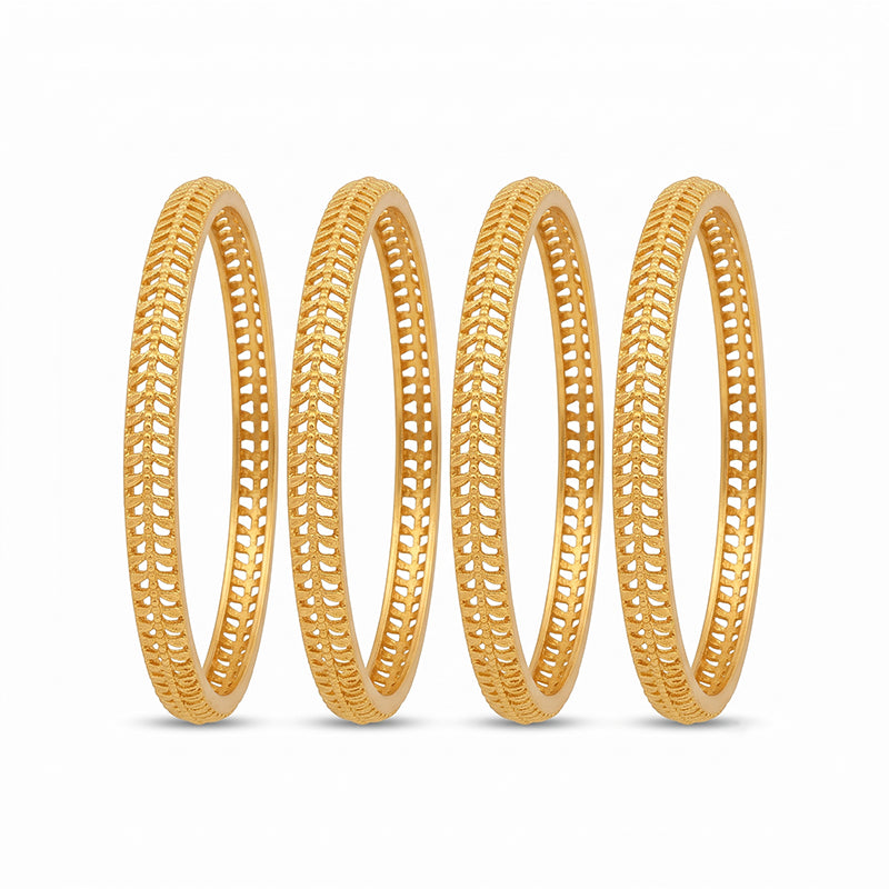 Traditional Micro Gold Plated Textured Designer Bangles | Ethnic Bangles (Set of 2 pair - 4 Pc) - 5817-19