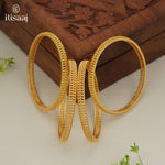 Traditional Micro Gold Plated Textured Designer Bangles | Ethnic Bangles (Set of 2 pair - 4 Pc) - 5817-19