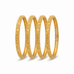 Traditional Micro Gold Plated Textured Designer Bangles | Ethnic Bangles (Set of 2 pair - 4 Pc) - 5820-22
