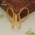 Traditional Micro Gold Plated Textured Designer Bangles | Ethnic Bangles (Set of 2 pair - 4 Pc) - 5820-22