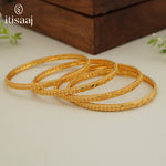 Traditional Micro Gold Plated Textured Designer Bangles | Ethnic Bangles (Set of 2 pair - 4 Pc) - 5820-22