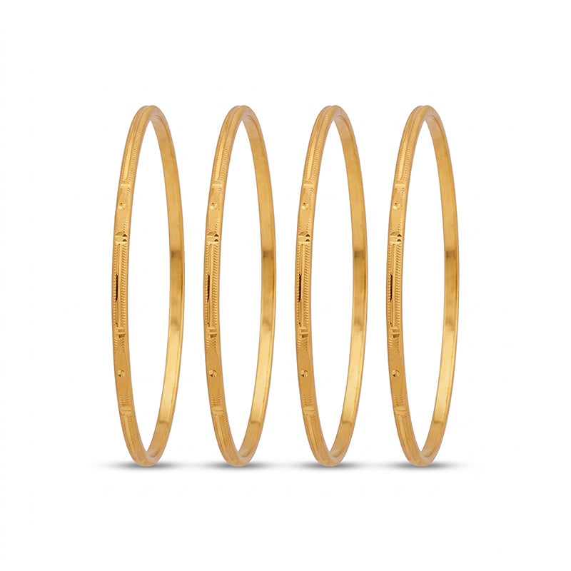 Traditional Micro Gold Plated Textured Designer Bangles | Ethnic Bangles (Set of 2 pair - 4 Pc) - 5824-26