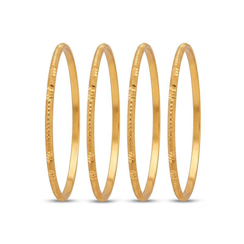 Traditional Micro Gold Plated Textured Designer Bangles | Ethnic Bangles (Set of 2 pair - 4 Pc) - 5827-29