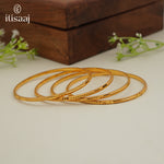 Traditional Micro Gold Plated Textured Designer Bangles | Ethnic Bangles (Set of 2 pair - 4 Pc) - 5827-29