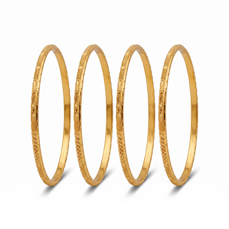 Traditional Micro Gold Plated Textured Designer Bangles | Ethnic Bangles (Set of 2 pair - 4 Pc) - 5830-32