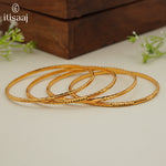 Traditional Micro Gold Plated Textured Designer Bangles | Ethnic Bangles (Set of 2 pair - 4 Pc) - 5830-32