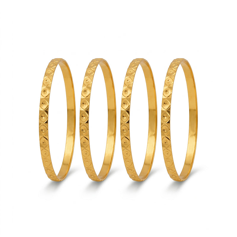 Traditional Micro Gold Plated Textured Designer Bangles | Ethnic Bangles (Set of 2 pair - 4 Pc) - 5845-47