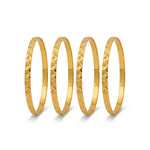 Traditional Micro Gold Plated Textured Designer Bangles | Ethnic Bangles (Set of 2 pair - 4 Pc) - 5845-47
