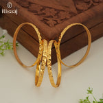 Traditional Micro Gold Plated Textured Designer Bangles | Ethnic Bangles (Set of 2 pair - 4 Pc) - 5845-47