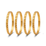 Traditional Micro Gold Plated Textured Designer Bangles | Ethnic Bangles (Set of 2 pair - 4 Pc) - 5848-50
