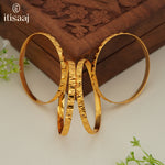 Traditional Micro Gold Plated Textured Designer Bangles | Ethnic Bangles (Set of 2 pair - 4 Pc) - 5848-50