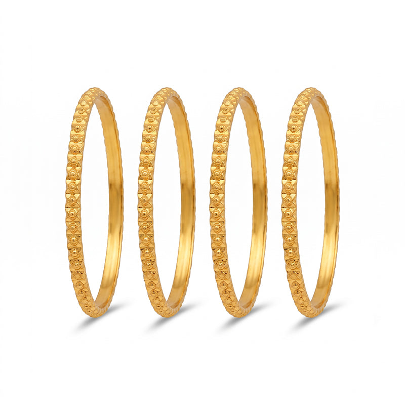 Traditional Micro Gold Plated Textured Designer Bangles | Ethnic Bangles (Set of 2 pair - 4 Pc) - 5854-56