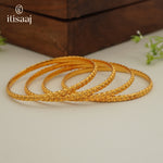 Traditional Micro Gold Plated Textured Designer Bangles | Ethnic Bangles (Set of 2 pair - 4 Pc) - 5854-56