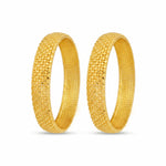 Traditional Micro Gold Plated Textured Designer Bangles | Ethnic Broad Kada Bangles - 5756-58