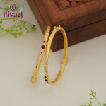 Traditional Micro Gold Plated Textured Designer Bangles | Traditional Kada for Women - 5857-59