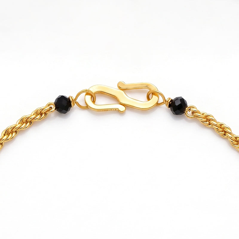 Traditional Micro Gold Plated Vati Mangalsutra with Black Bead Chain - 1177
