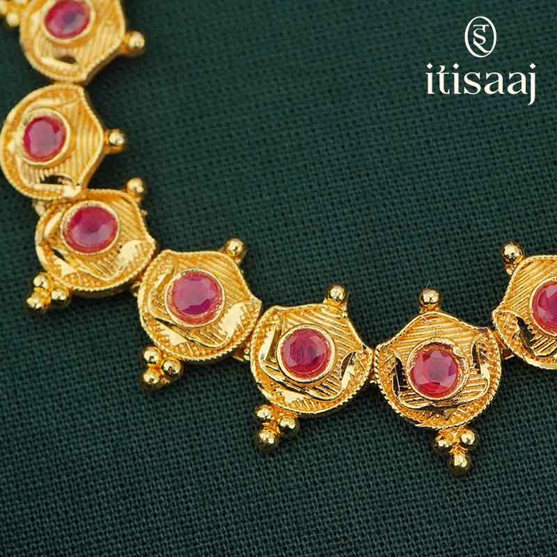 Traditional Necklace Set with Matching Earrings - 3807