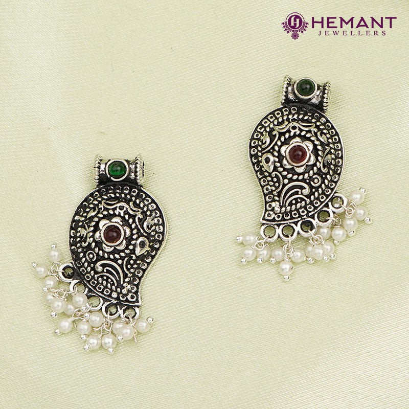Traditional Oxidized Guttapusalu Haar Koyali Silver WT