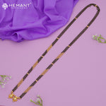 Traditional Three-Strand Black Bead Mangalsutra with Classic Dual Wati Pendants - 587