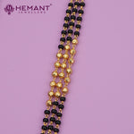 Traditional Three-Strand Black Bead Mangalsutra with Classic Dual Wati Pendants - 587